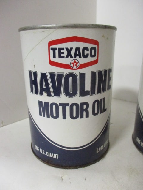 Six Old Texaco Havoline Motor Oil Quart Cans - 2
