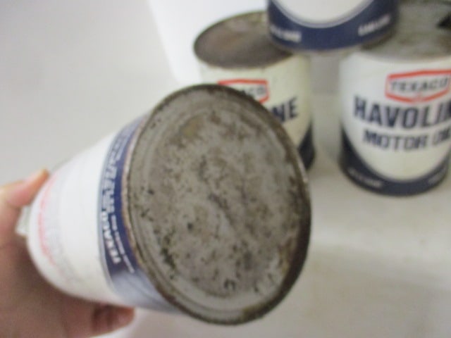 Six Old Texaco Havoline Motor Oil Quart Cans - 5
