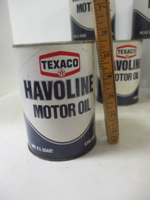 Six Old Texaco Havoline Motor Oil Quart Cans - 7