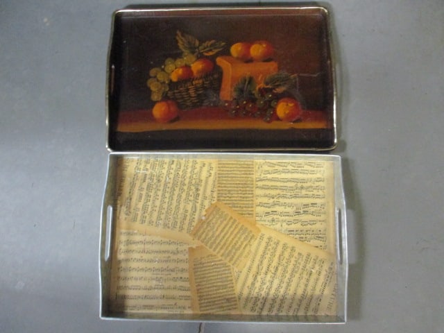 Hand Decorated Galvanized Serving Tray and Handpainted Wood Serving Tray (1 of 7)