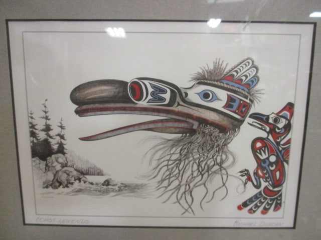Two Framed and Matted Michael Duncan Pencil Signed Pen and Ink Tribal Wildlife Artworks - 10
