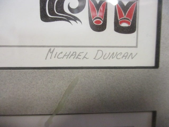 Two Framed and Matted Michael Duncan Pencil Signed Pen and Ink Tribal Wildlife Artworks - 12