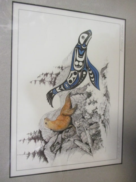 Two Framed and Matted Michael Duncan Pencil Signed Pen and Ink Tribal Wildlife Artworks - 5