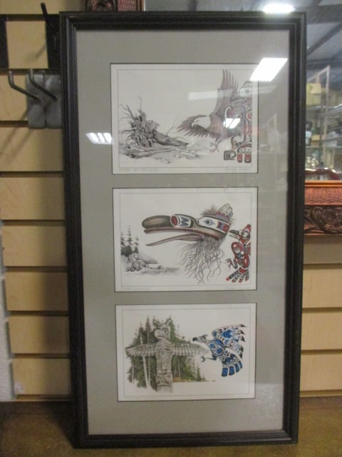 Two Framed and Matted Michael Duncan Pencil Signed Pen and Ink Tribal Wildlife Artworks - 8