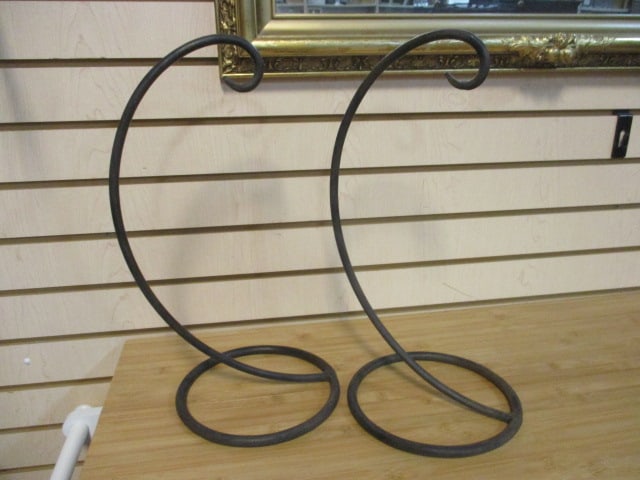 Pair of Wrought Iron Lantern/Hanging Pot Stands: 16 1/2"h, Local Pickup