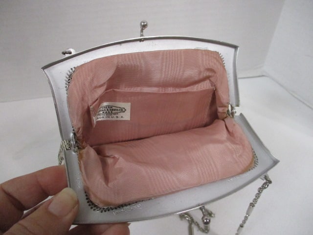 Vintage Whiting & Davis Silver Tone Metal Mesh Evening Bag - 4