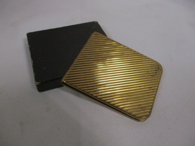 Vintage Gold Tone Ladies Compact Money Clip in Original Box: .