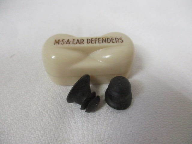 WWII Era M.S.A. Ear Defenders Ear Plugs in Storage Case: .