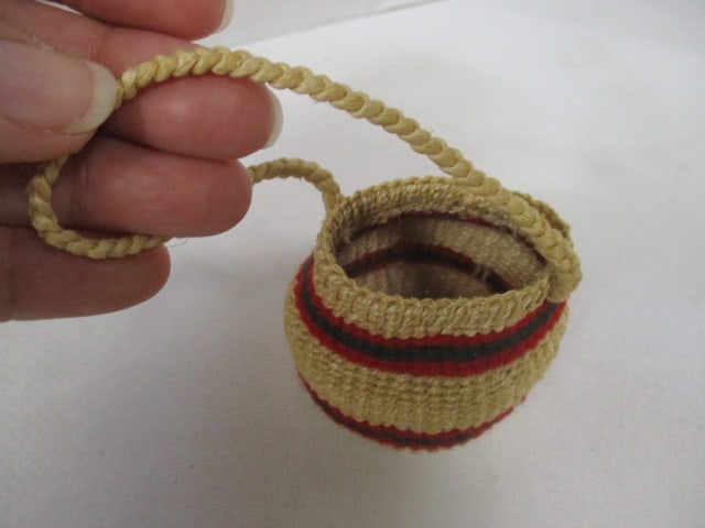 Miniature Native American Indian Woven Basket, Chalkware Papoose Baby and - 3