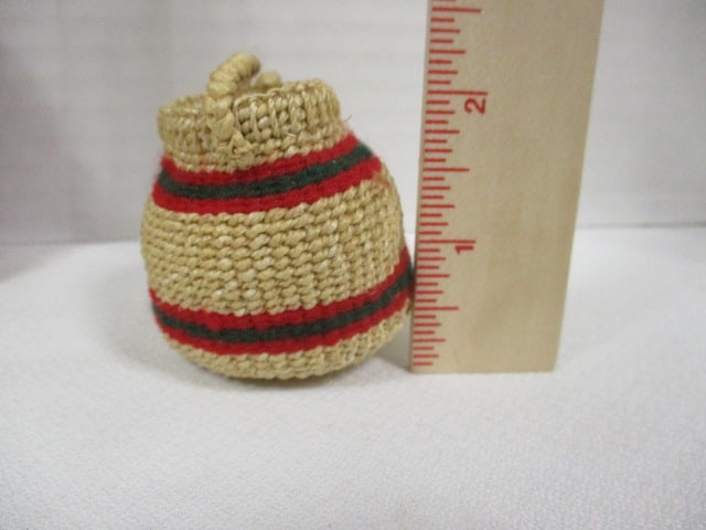 Miniature Native American Indian Woven Basket, Chalkware Papoose Baby and - 5