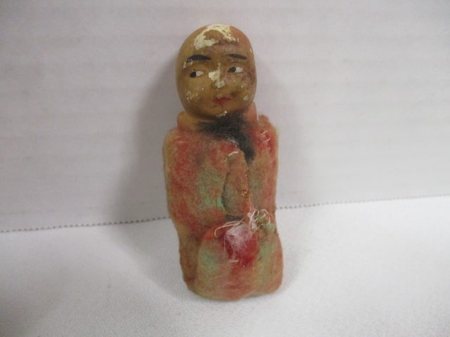 Miniature Native American Indian Woven Basket, Chalkware Papoose Baby and - 6