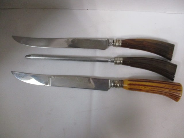 Vintage Bakelite Handle Sheffield England Carving Knives and Sharpening Steel (1 of 5)