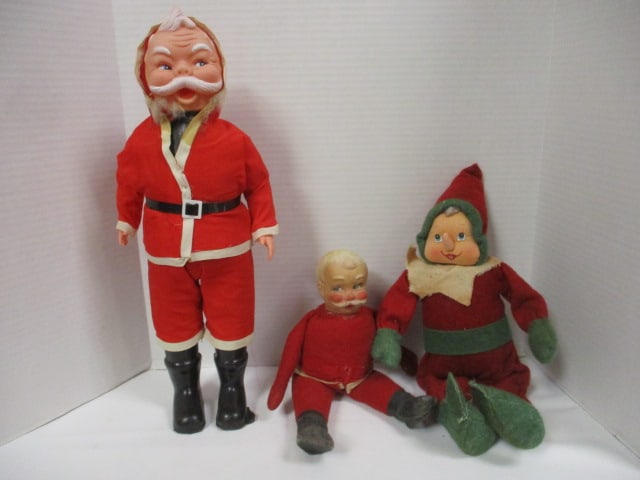 Molded Plastic Face Santa, Molded Rubber Face Musical Santa and Fabric Face (1 of 14)
