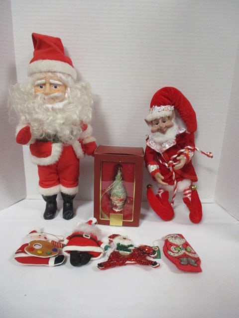 Lenox Porcelain Ornament in Box, Molded Face Santa and Elf (1 of 8)