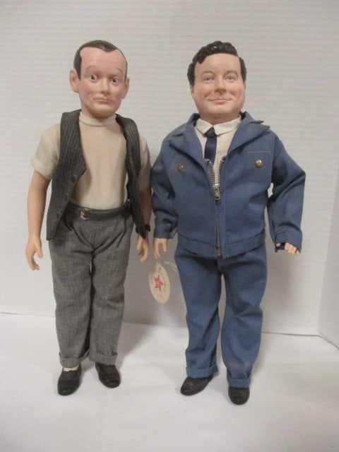 1986 Effanbee "The Honeymooners" "Ralph Kramden" and "Ed Norton" Dolls: 15"h dolls, Ralph doll has Made in USA with Pride