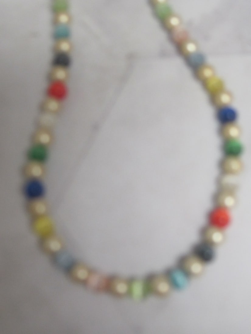 18" Vintage Multi-Bead Necklace with Sterling Silver Clasp - 2