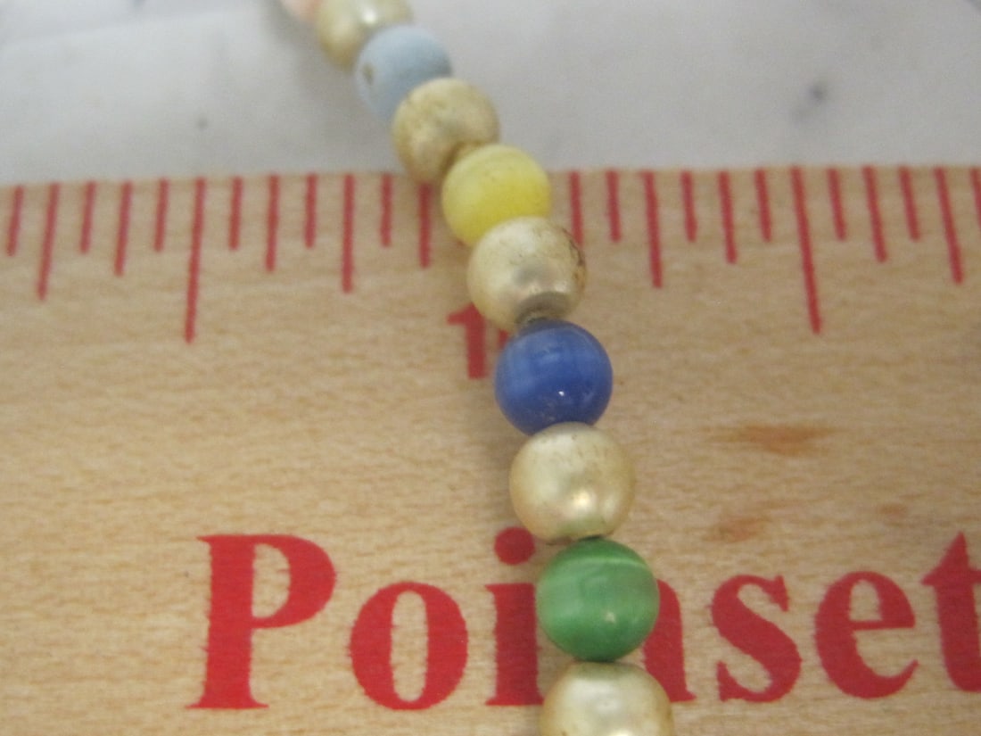 18" Vintage Multi-Bead Necklace with Sterling Silver Clasp - 5
