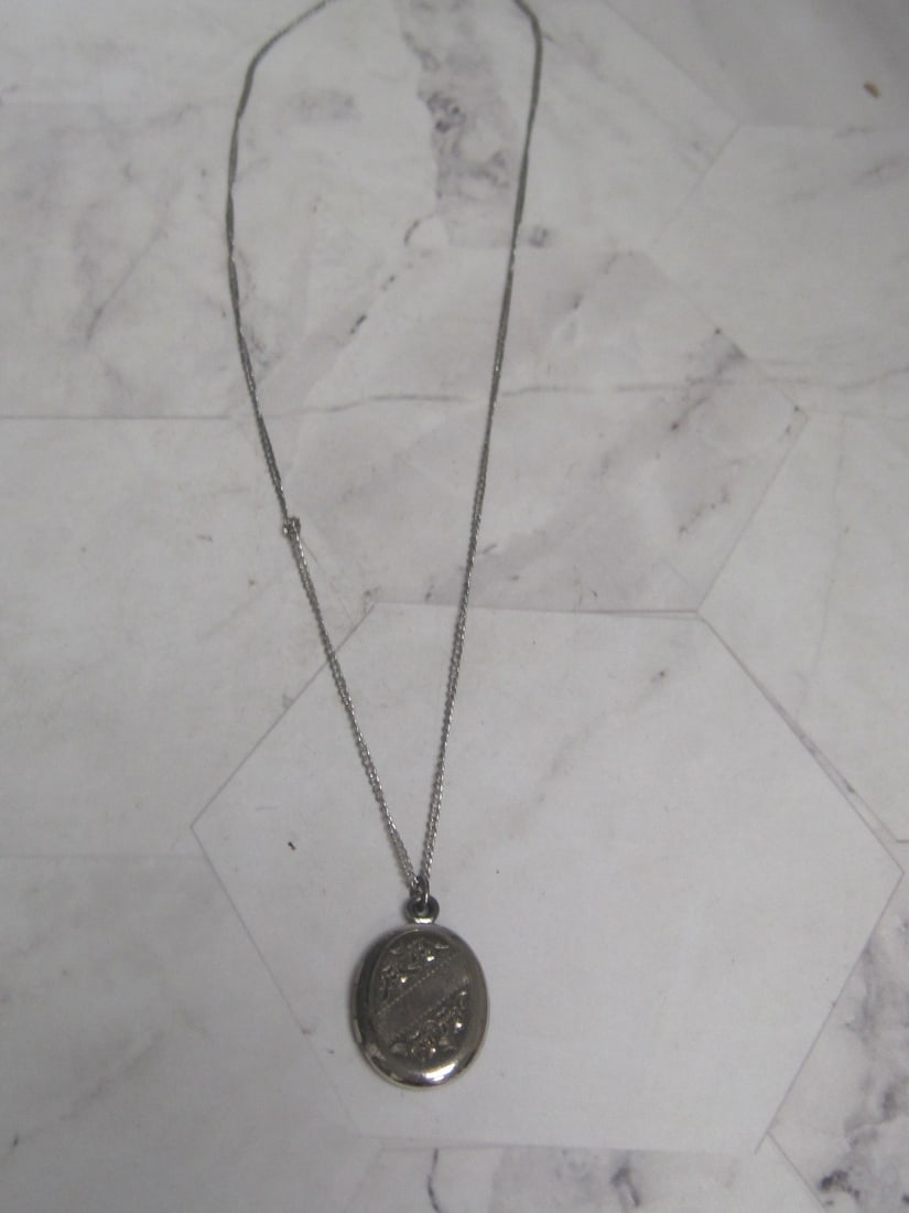 Sterling Silver Locket on 18" Sterling Silver Chain (1 of 5)