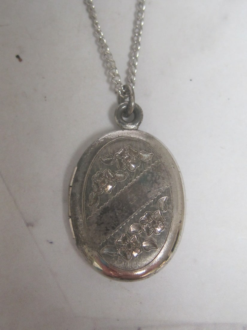 Sterling Silver Locket on 18" Sterling Silver Chain - 2