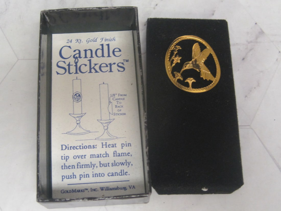 24k Gold Finish Candle Sticker: In box