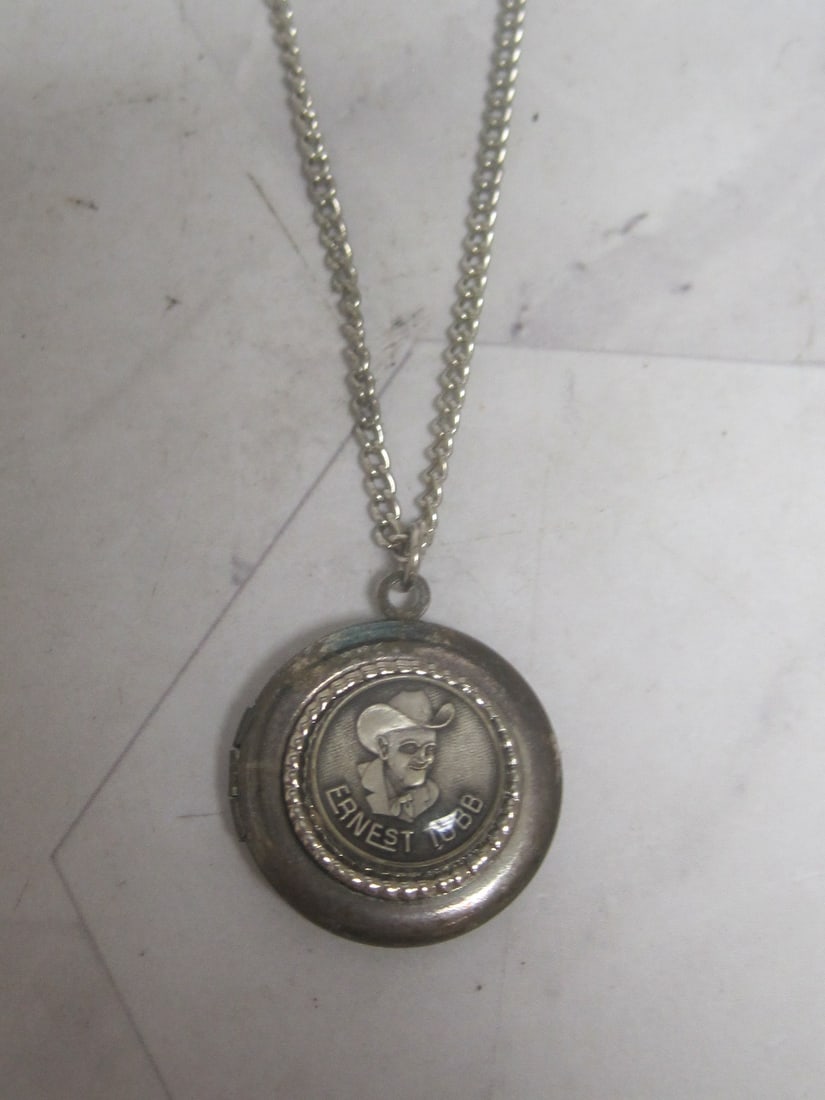Rare Ernest Tubb Locket on 18" Silvertone Chain: .