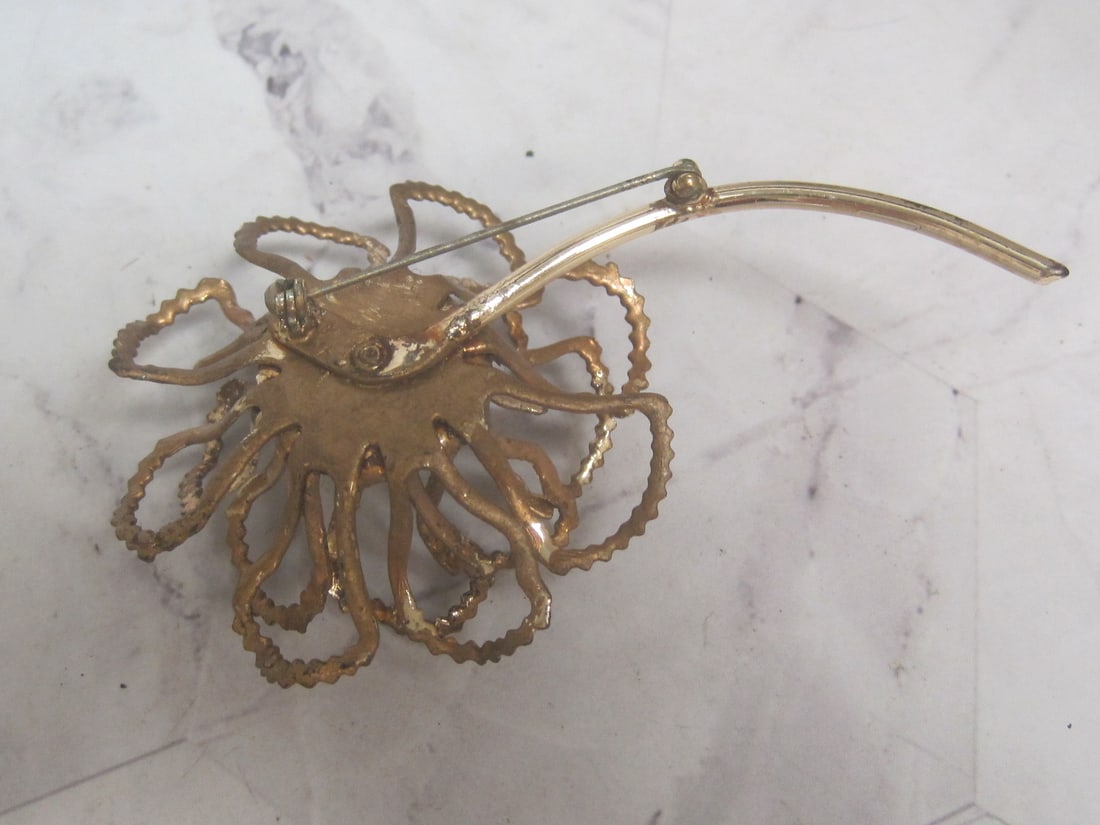 Vintage Aurora Borealis Flower Brooch - 3