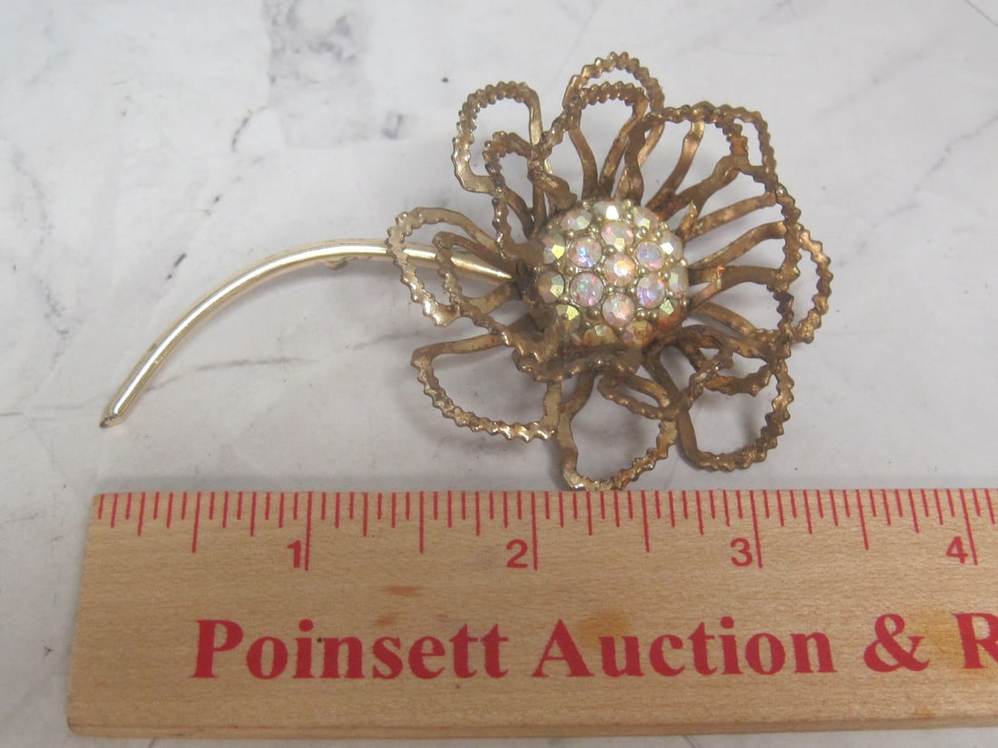 Vintage Aurora Borealis Flower Brooch - 4