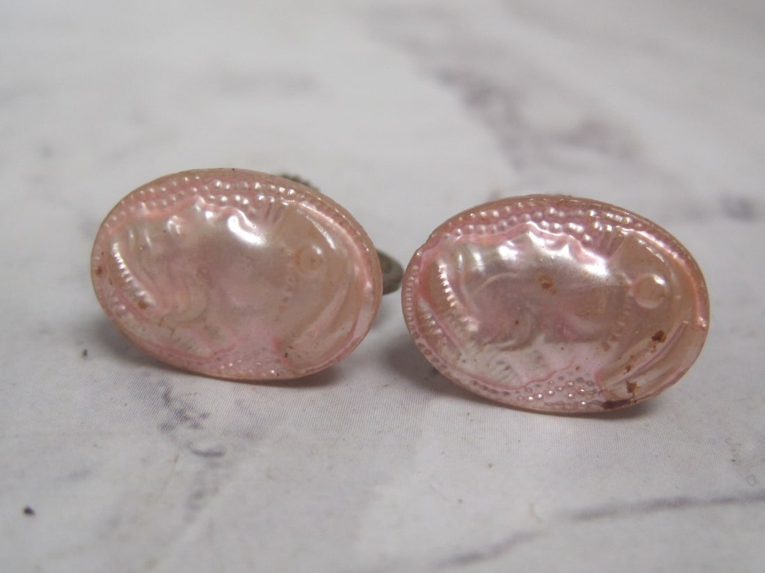 Vintage Cameo Screwback Earrings: .