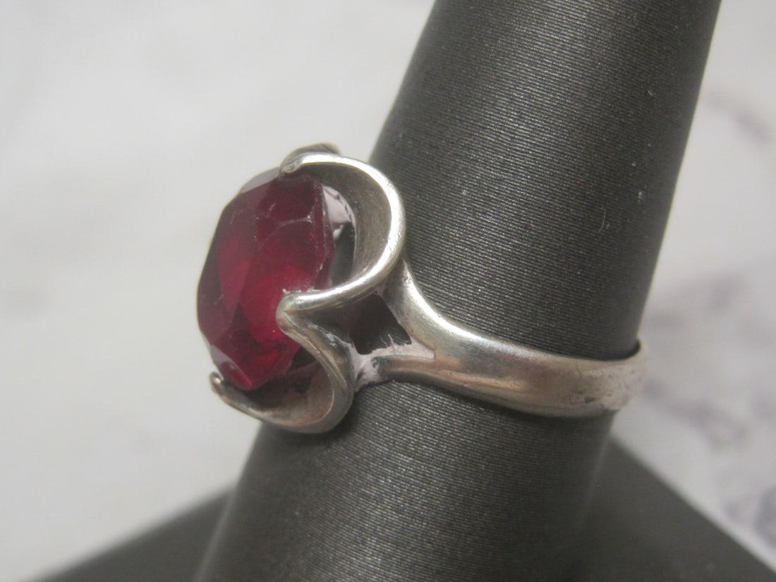 Sterling Silvr Ring with Red Stone - 2