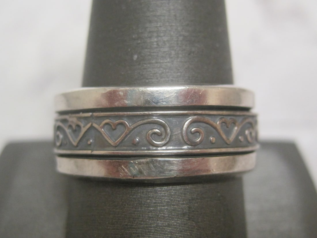 Sterling Silver Wide Band Ring: Weighs 11.3 grams, Size 11