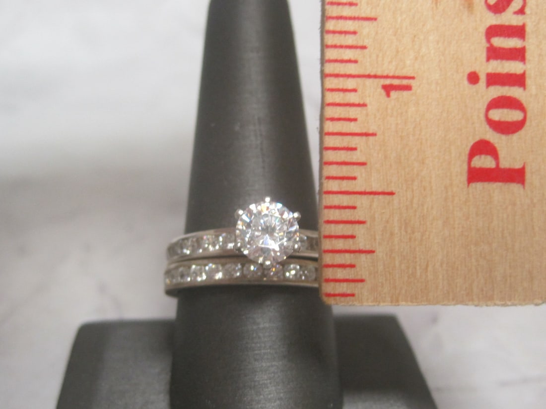 Sterling Silver Diamonique CZ Wedding Set - 5