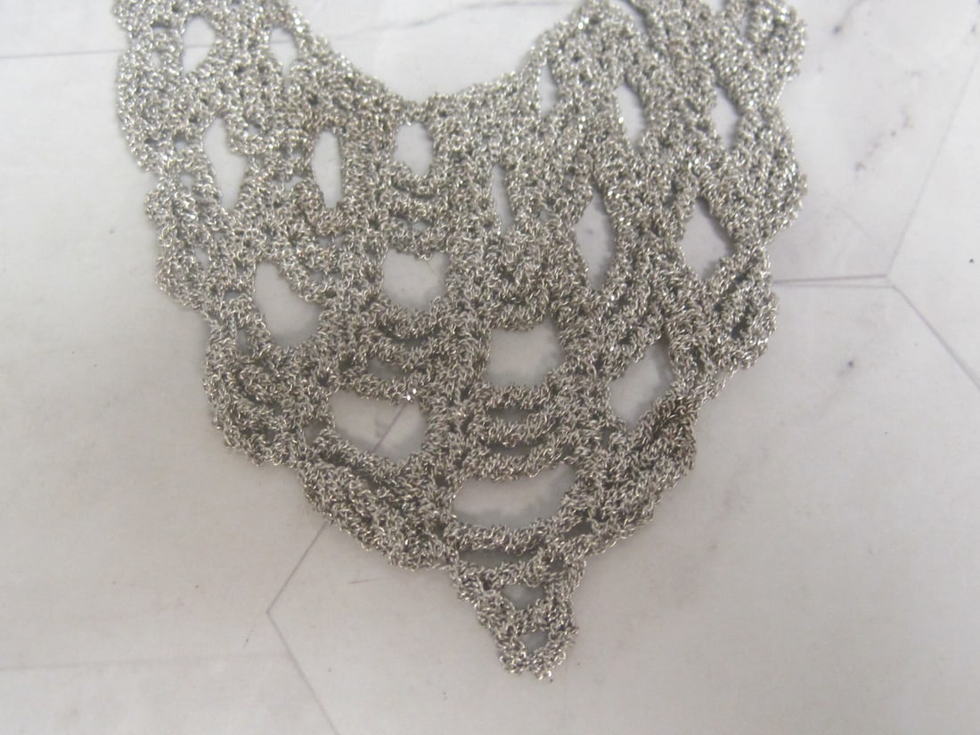 Very Unusual Sterling Silver Mesh Necklace - 2