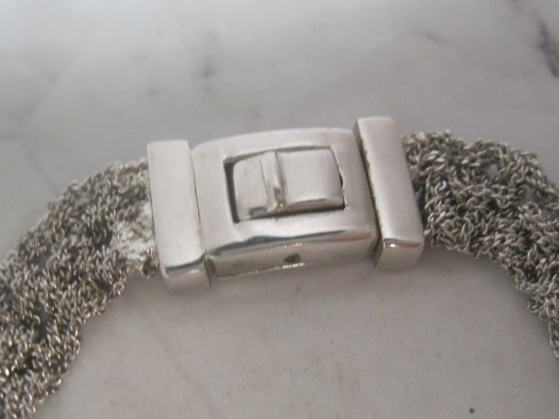 Very Unusual Sterling Silver Mesh Necklace - 4