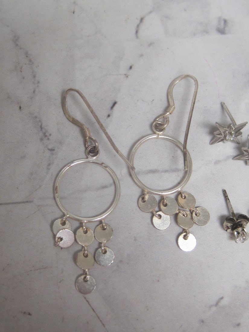 Lot of 3 Pairs of Sterling Silver Earrings - 3