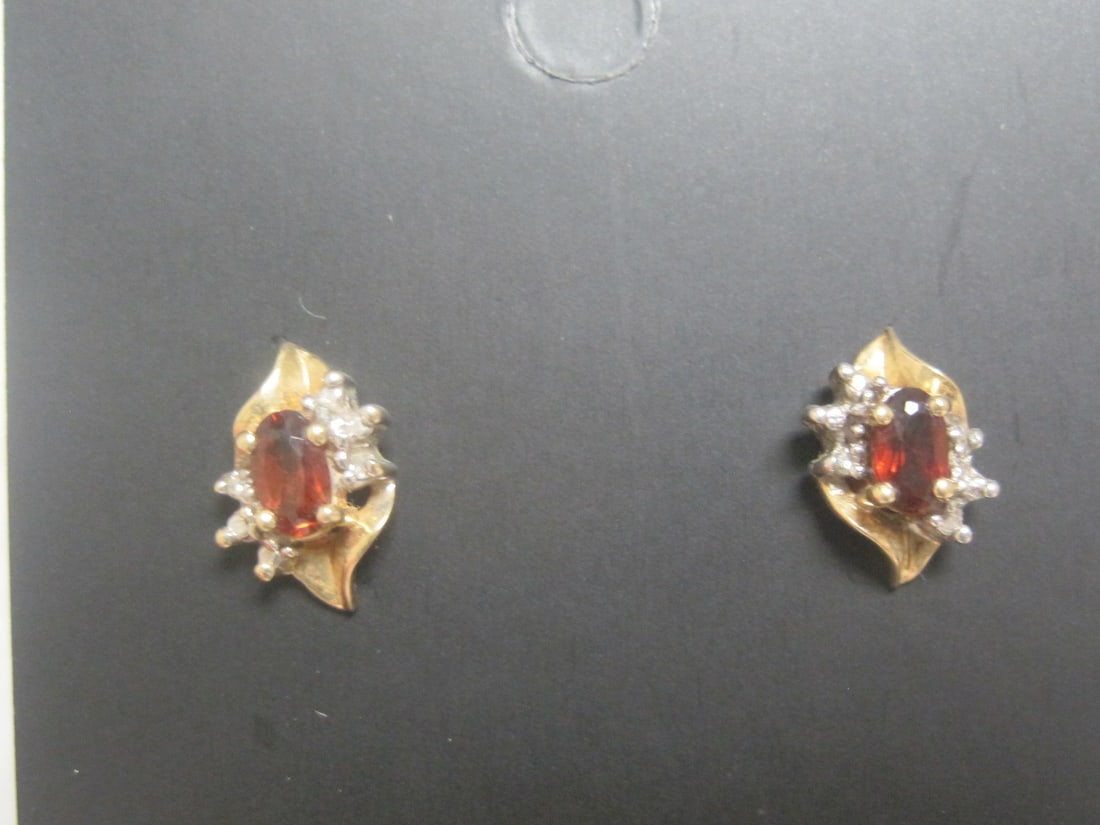 10k Gold Garnet & Diamond Earrings (1 of 6)