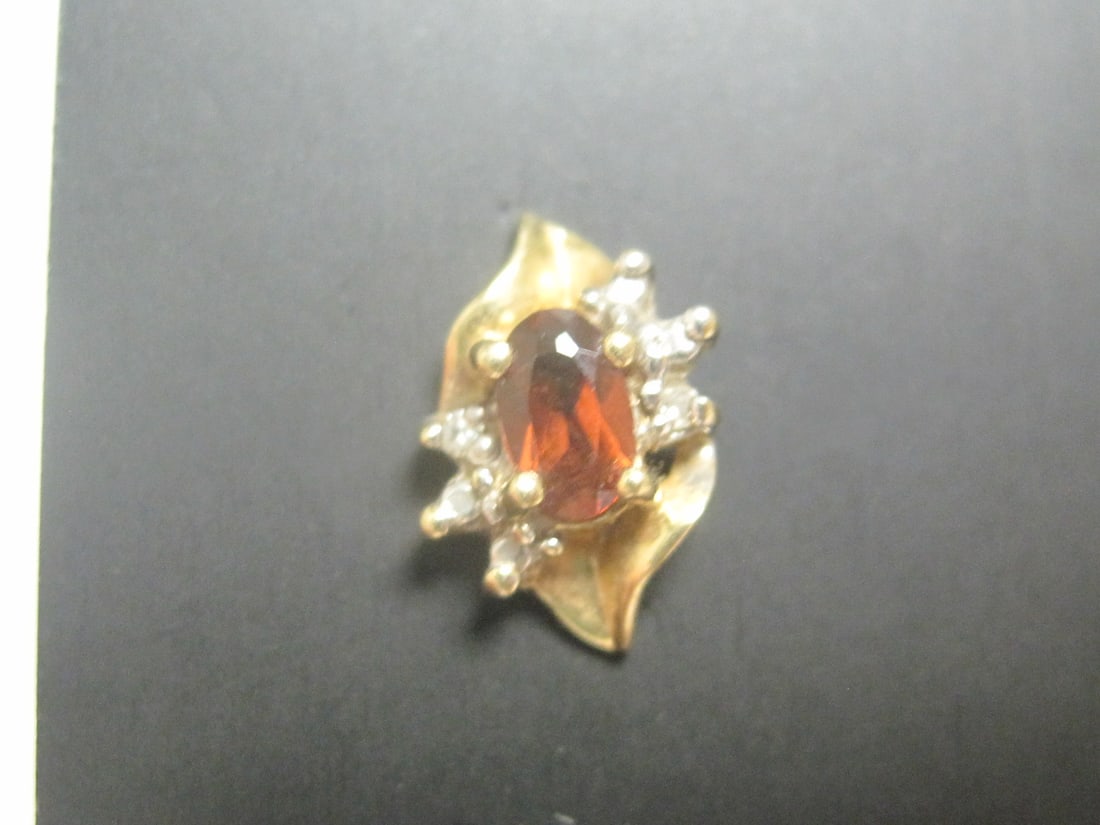 10k Gold Garnet & Diamond Earrings - 2