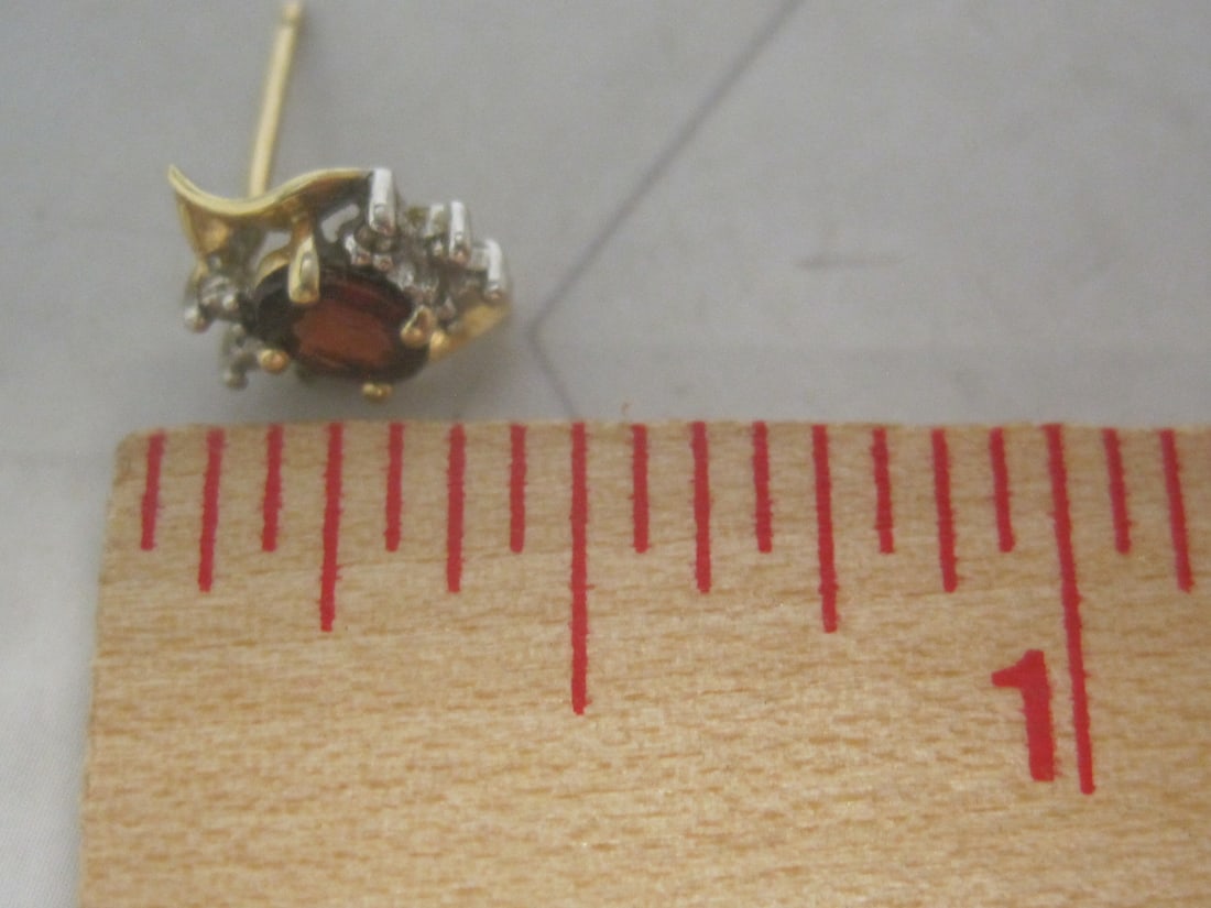 10k Gold Garnet & Diamond Earrings - 6