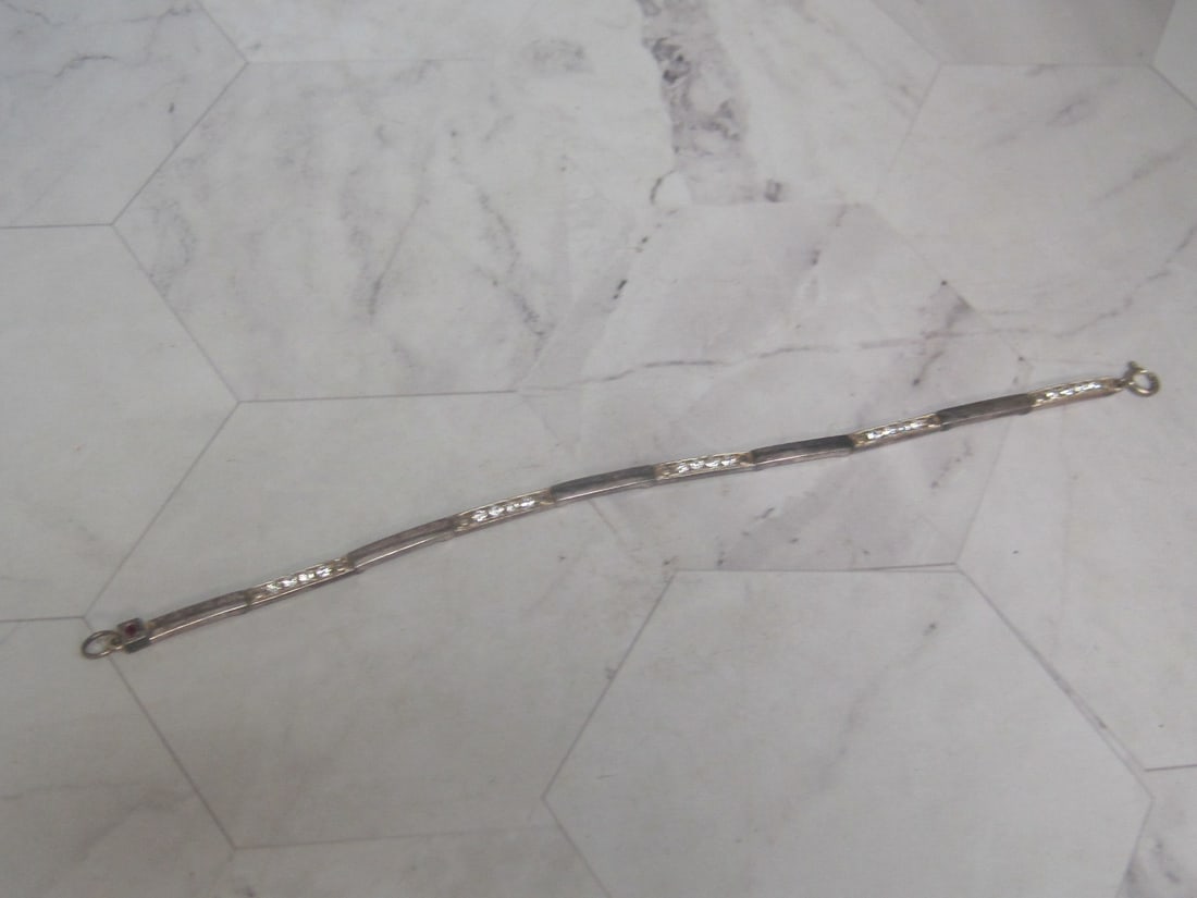 6 1/2" Sterling Silver CZ Bracelet: Weighs 7.4 grams
