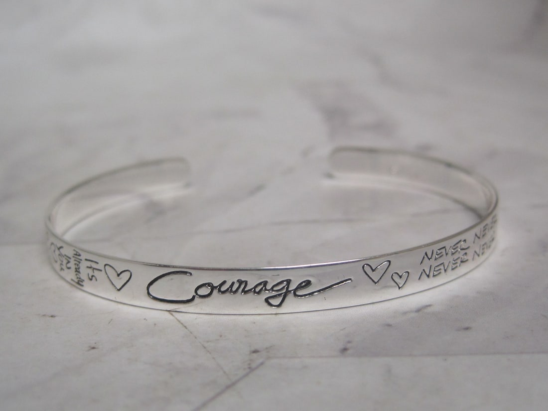 Sterling Silver Inspirational Cuff Bracelet: Weighs 7.4 grams