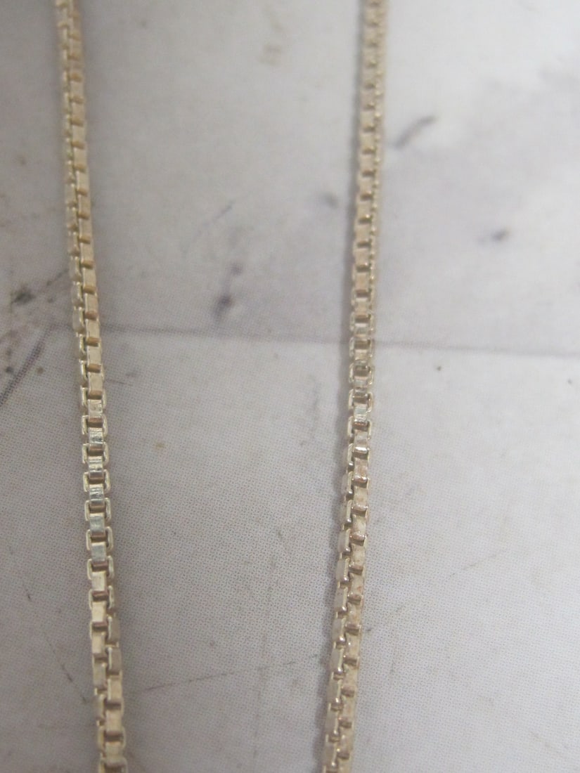 18" Sterling Silver Chain with Sterling Silver Pendant with Blue & CZ Stones - 4