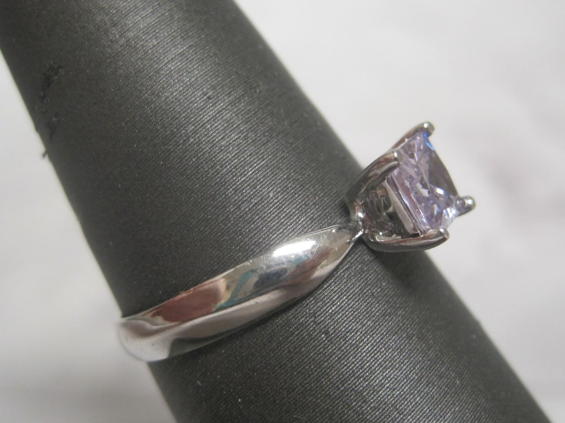 Sterling Silver Ring with Light Purple Stone - 3
