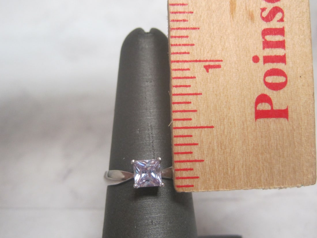 Sterling Silver Ring with Light Purple Stone - 4