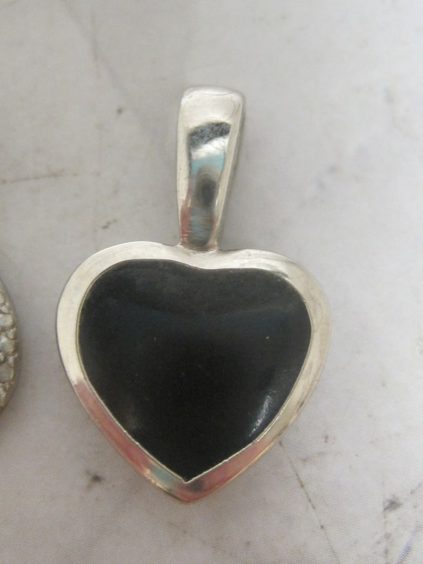 Sterling Silver Onyx Heart Pendant & Sterling Silver Blue Topaz Pendant - 3