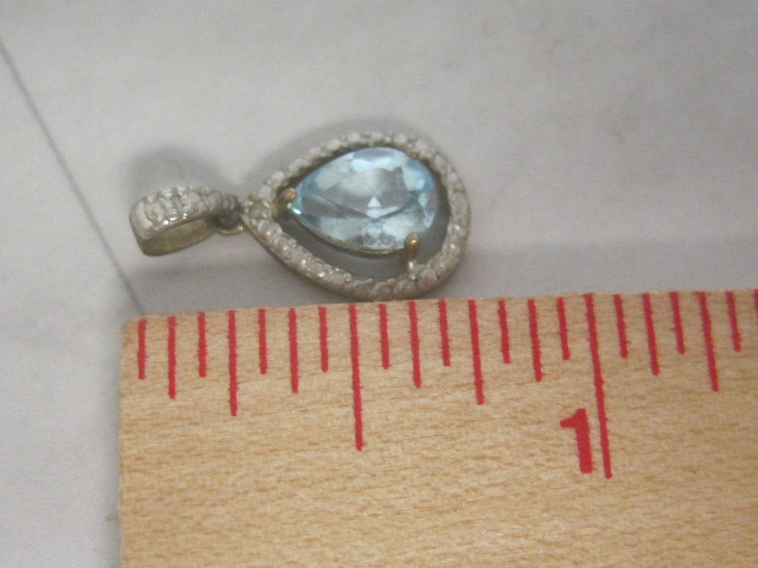Sterling Silver Onyx Heart Pendant & Sterling Silver Blue Topaz Pendant - 5