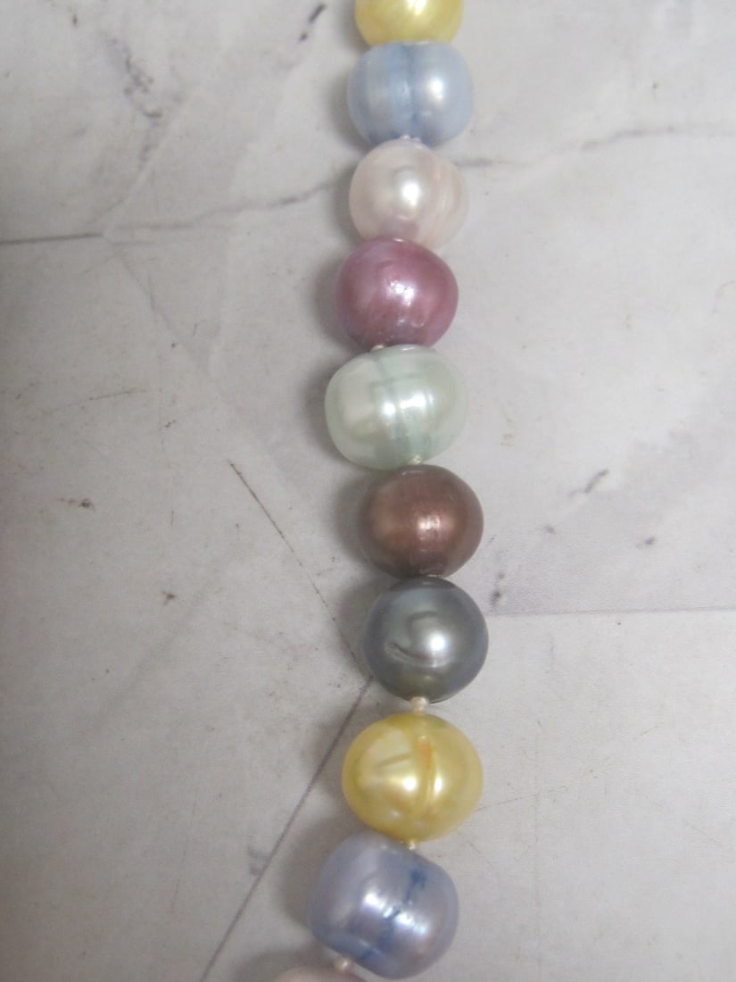 18" Multi-Colored Pearl Necklace with Sterling Silver Clasp - 2