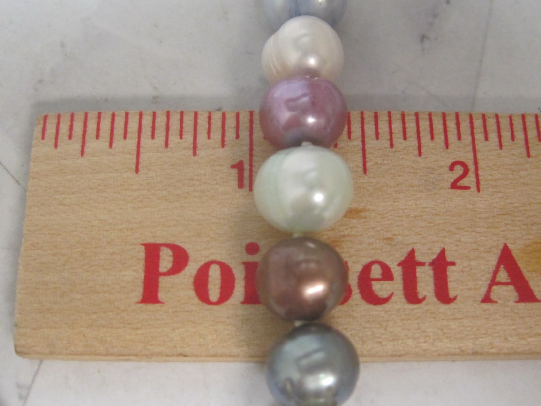 18" Multi-Colored Pearl Necklace with Sterling Silver Clasp - 5