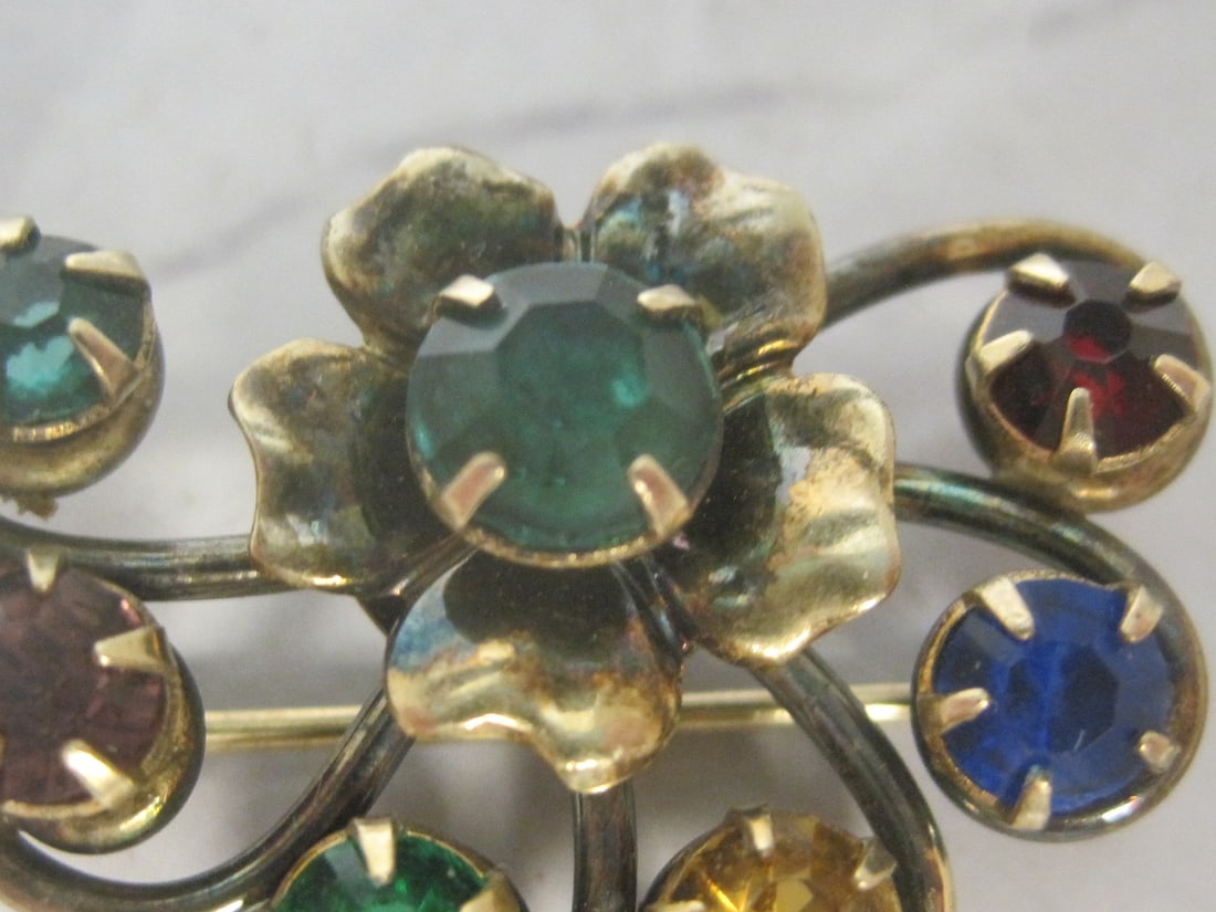 Antique 1/20 12k Gold-Filled Multi-Gemstone Brooch/Pendant - 2