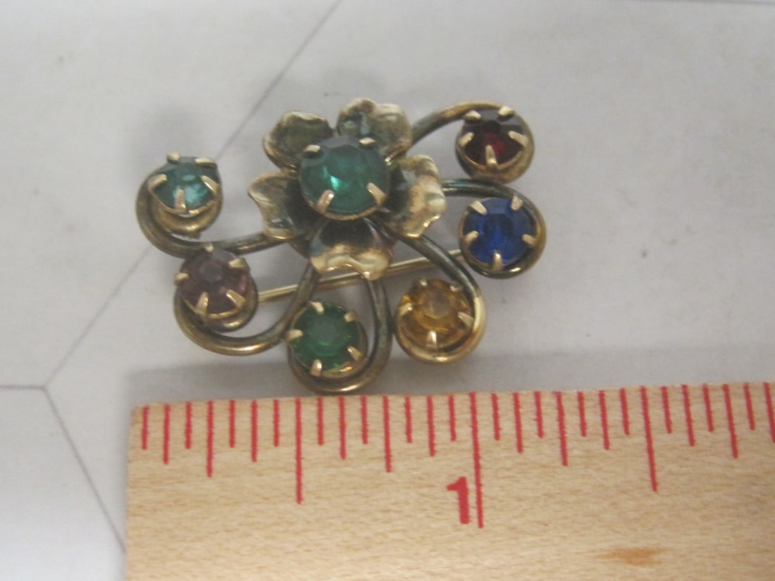 Antique 1/20 12k Gold-Filled Multi-Gemstone Brooch/Pendant - 5