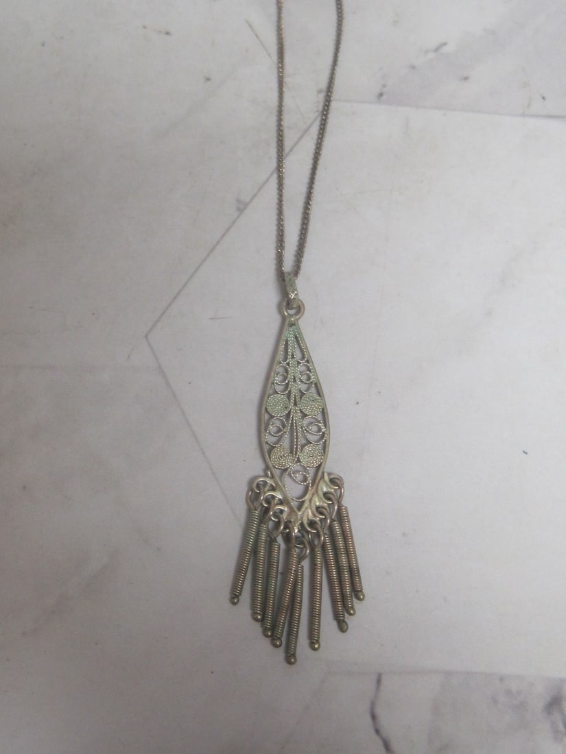20" 800 Silver Chain with Bohemian Style Tassle Pendant (1 of 4)