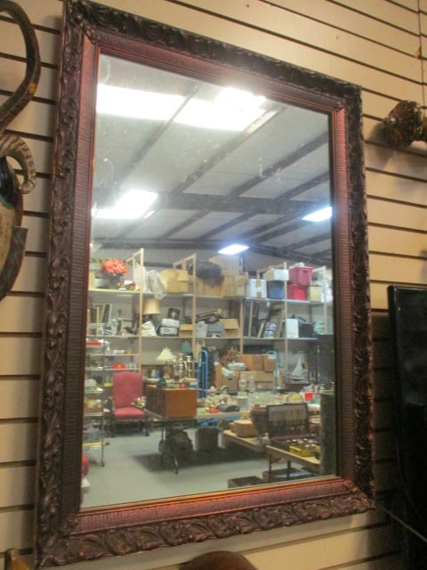Ornated Bronzed Wood Frame Wall Mirror (1 of 4)